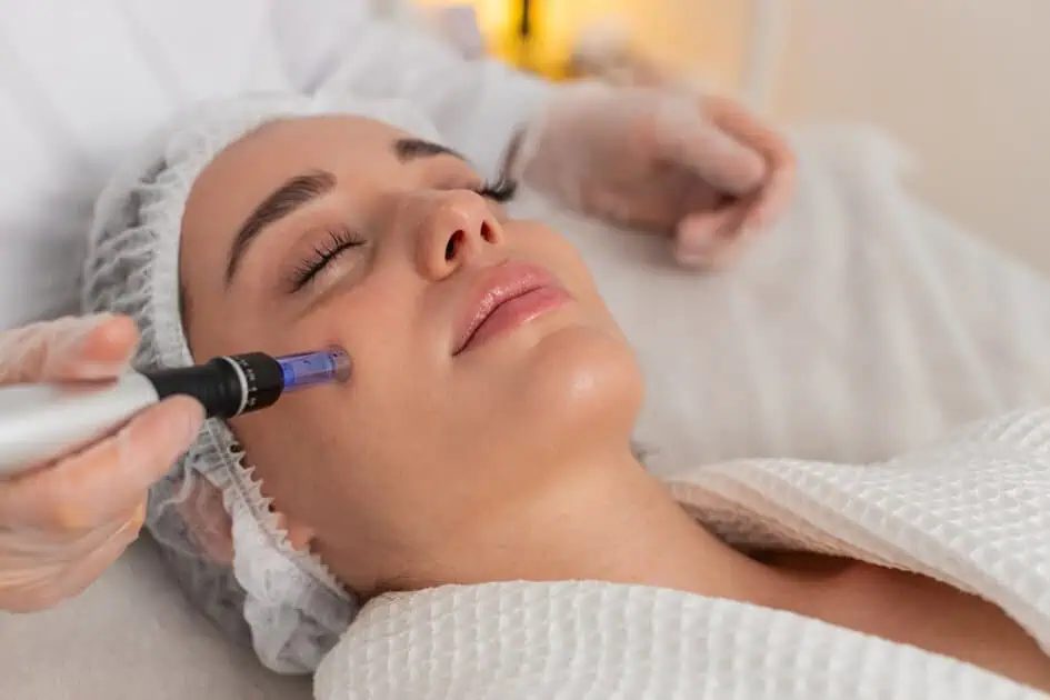 Woman receiving Microneedling Treatment
